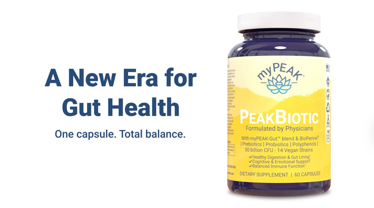 myPEAK PeakBiotic: The Best Vegan Probiotic Prebiotic Supplement for Women and Men to Support Reduced Gas & Bloating, Optimal Gut Health, Mood, Digestion, Immunity, Weight, Skin, Brain Health & Regular Bowel Movements Ingredients.